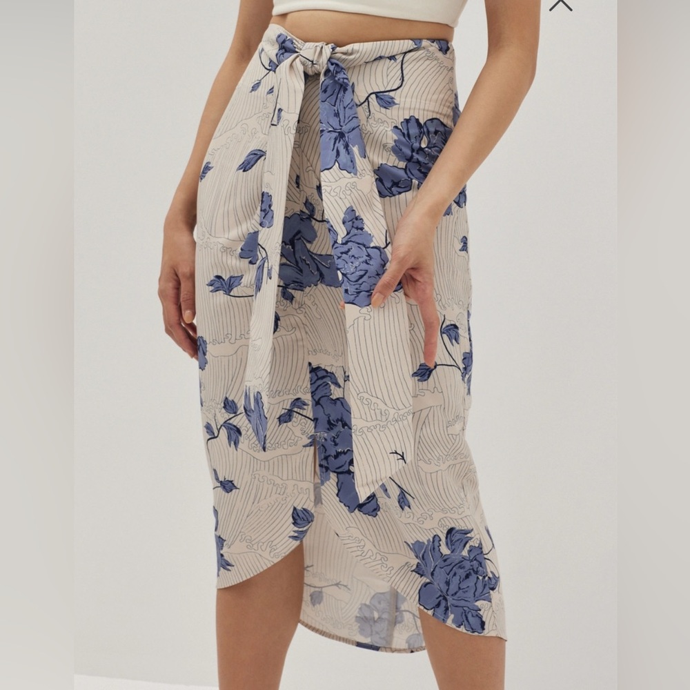 Love Bonito Floral Blue Midi Skirt